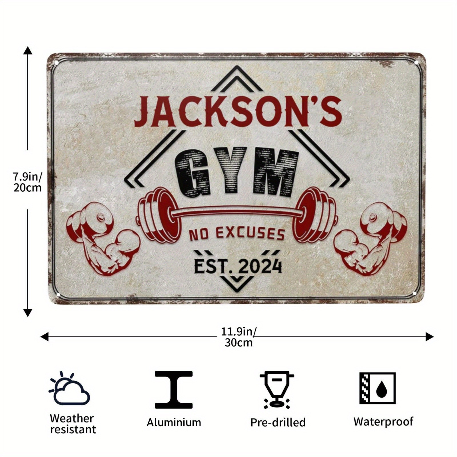 Home Gym Names - Plaque de gym personnalisée avec nom,