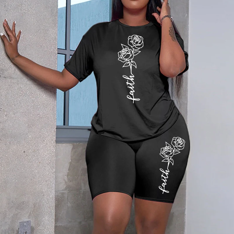 Home Gym Outfit - Ensemble de survêtement imprimé Faith Letter