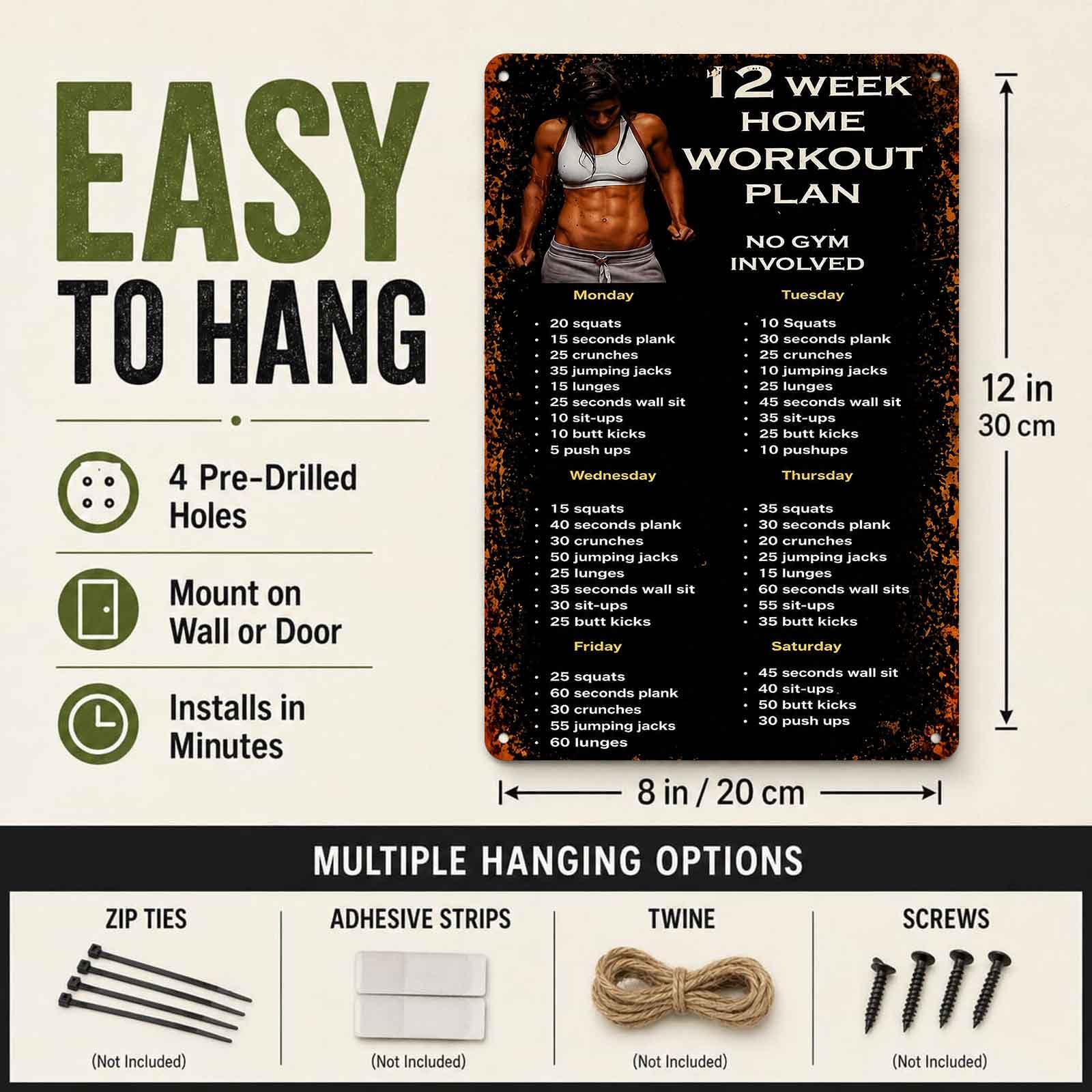 Panneau en aluminium pour plan - Workout Plan Home Gym avis et prix